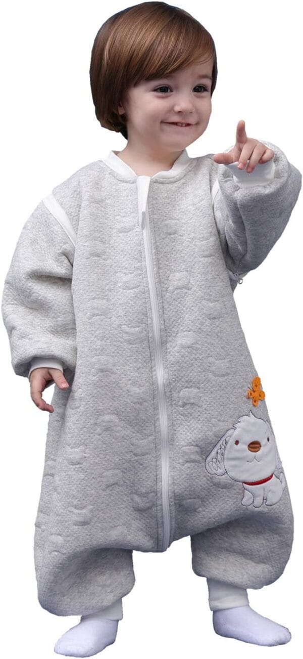 Baby Sleeping Bag Long-Sleeved Winter Child's Sleeping Bag, Dog Pattern, Baby Sleeping Suit with Feet